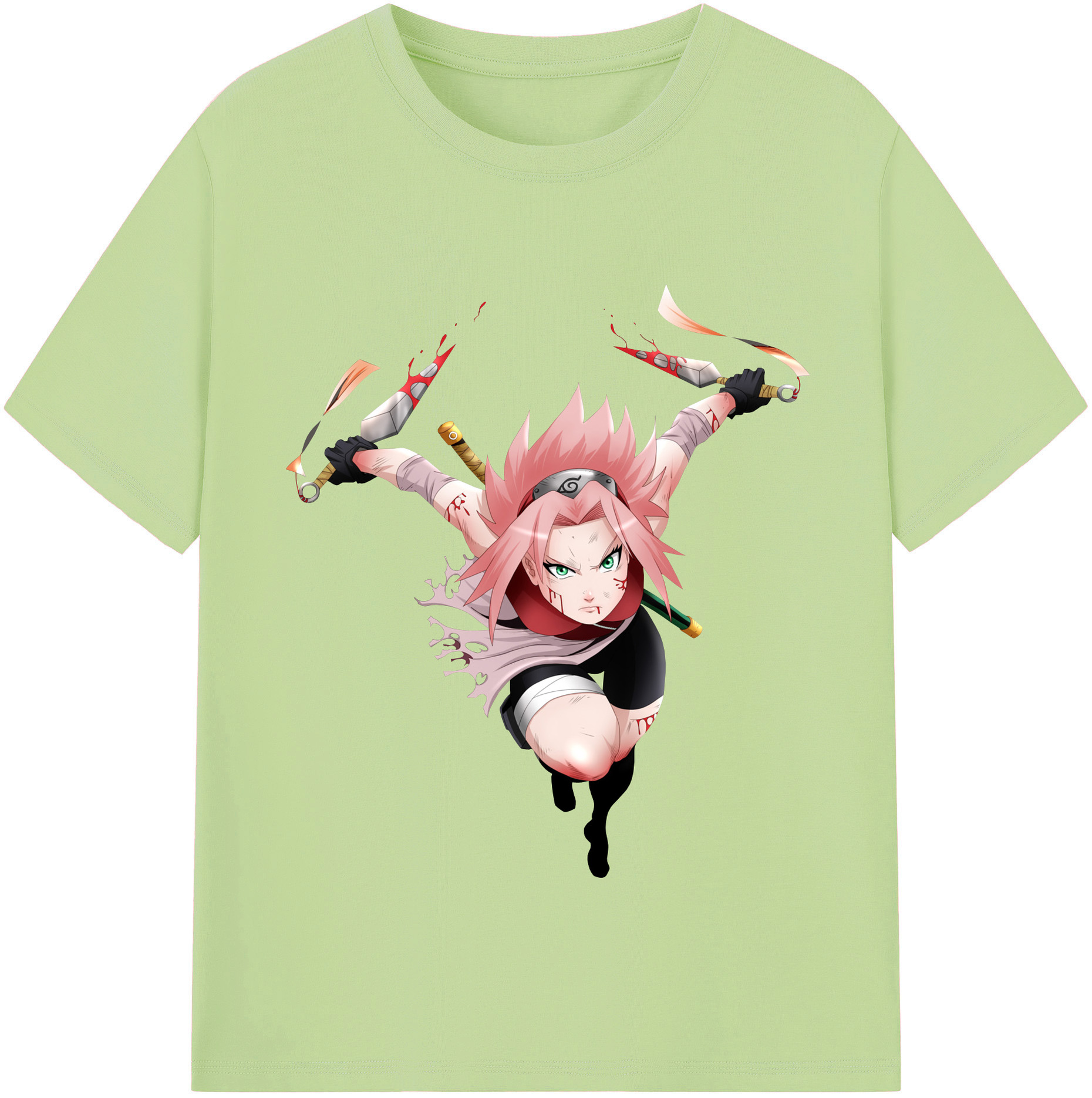 （画像用） NARUTO -ナルト- 春野サクラ Haruno Sakura 綿100％半袖Tシャツ（フロントプリント）